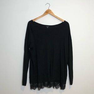 Black sweater with lace detail